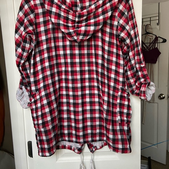 Plaid Zip Up Hooded Cardigan - Picture 4 of 4